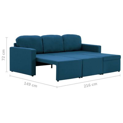 vidaXL Sofá-cama modular de 3 lugares tecido azul