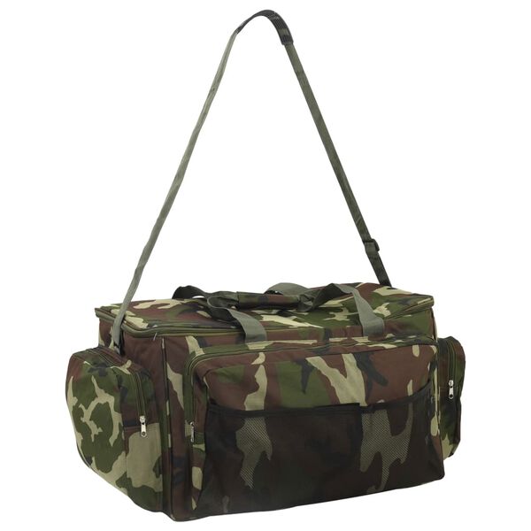 vidaXL Saco de pesca imperme&aacute;vel tecido oxford camuflagem verde