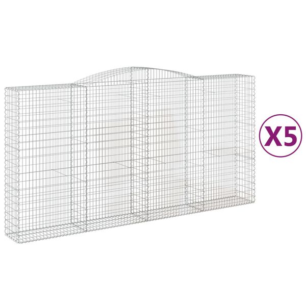 vidaXL Cestos gabi&atilde;o arqueados 5pcs 400x50x200/220cm ferro galvanizado