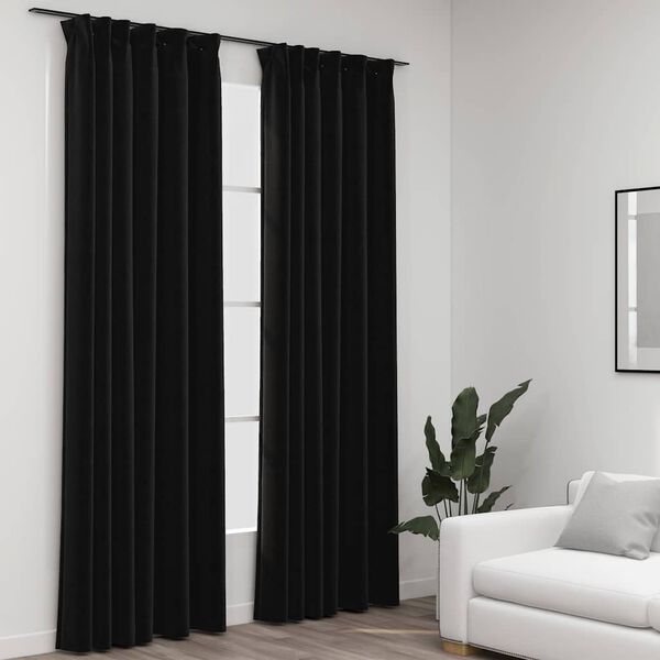 vidaXL Cortinas opacas aspeto linho + ganchos 2pcs 140x225cm antracite