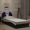 vidaXL Estrutura de cama Viana com LED sem colch&atilde;o 90x190 cm preto/branco