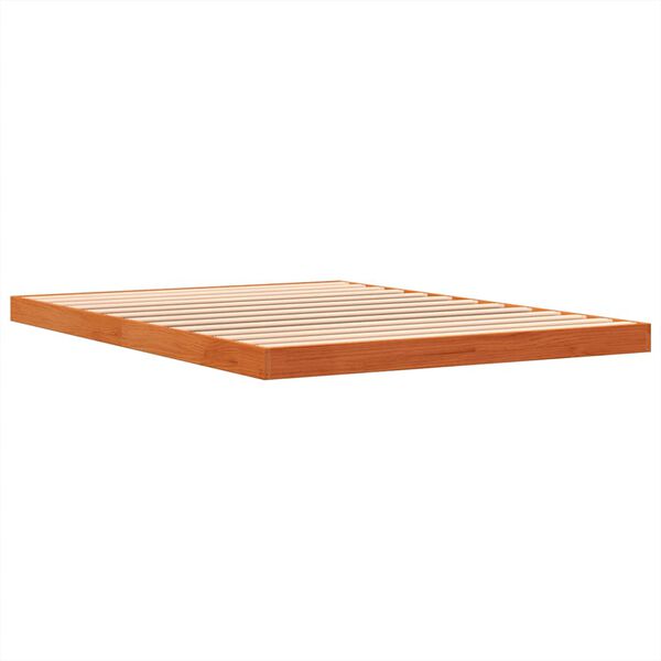 vidaXL Estrutura de cama 140x190 cm madeira pinho maci&ccedil;a castanho cera