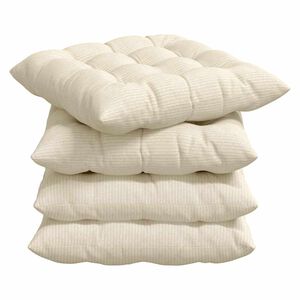 vidaXL Almofadas de Assento 4 unid. Tecido de Veludo Cotele Creme