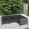 vidaXL 4 pcs conj. lounge jardim c/ almofadões vime PE cinzento-escuro