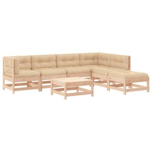 vidaXL 7 pcs conjunto lounge jardim c/ almofad&otilde;es madeira maci&ccedil;a
