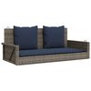 vidaXL Banco de balan&ccedil;o com almofadas cinza 119x56x48 cm vime sint&eacute;tico