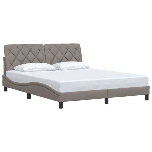 vidaXL Estrutura de cama sem colch&atilde;o 160x200 cm tecido castanho-acinzentado