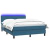 vidaXL Cama box spring c/ colch&atilde;o e LED 140x220 cm veludo azul-escuro