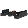 vidaXL Conjunto de Sof&aacute; de Jardim 10 unid. Preto vime PE