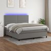 vidaXL Cama box spring c/ colch&atilde;o e LED 180x200 cm tecido cinza-escuro