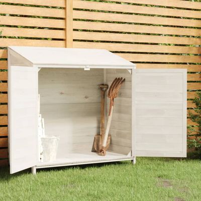 vidaXL Abrigo de jardim 102x52x112 cm madeira de abeto maciça branco
