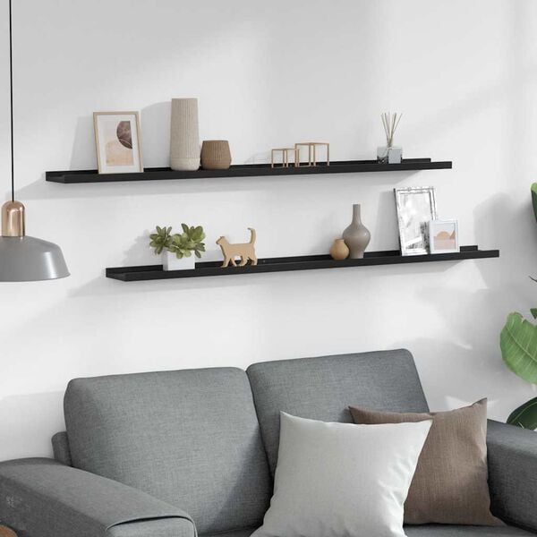 vidaXL Prateleiras de parede 2 pcs 115x9x3 cm preto