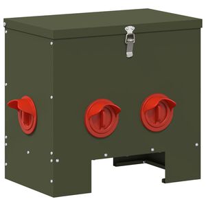 vidaXL Comedouro para galinha Verde-Azeitona 40,5 x 25 x 38 cm 20 kg