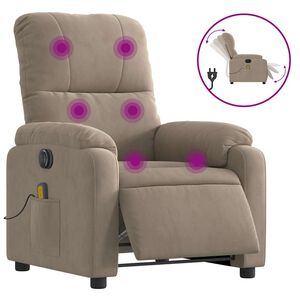 vidaXL Poltrona massagens recli. el&eacute;trica microfibra cinza-acastanhado