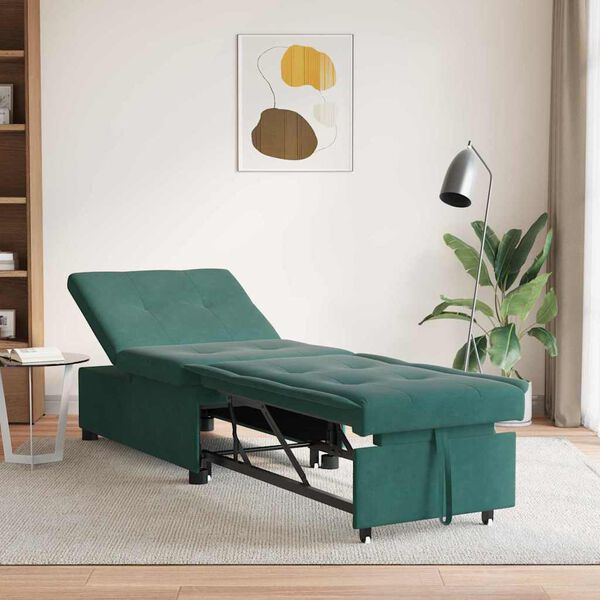 vidaXL Sof&aacute;-Cama Verde Escuro 194 x 67 x 82 cm Veludo