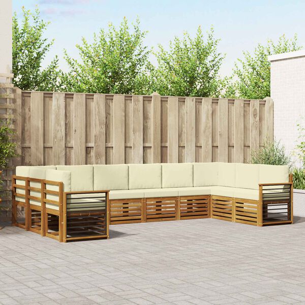 vidaXL Conjunto de Sof&aacute; Sectional com almofada 10 pcs Natural e Creme