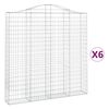 vidaXL Cestos gabi&atilde;o arqueados 6pcs 200x30x200/220cm ferro galvanizado