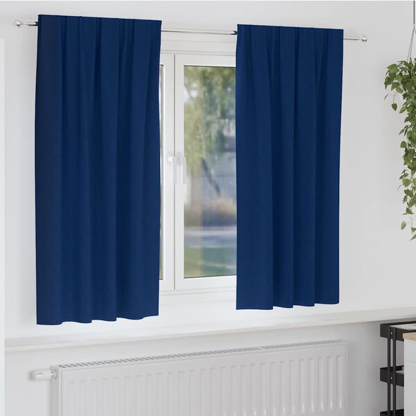 vidaXL Cortinas Blackout com Argolas 2 pcs Azul Escuro 175 x 140 cm
