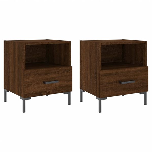 vidaXL Mesa de cabeceira 2 pcs derivados de madeira carvalho castanho