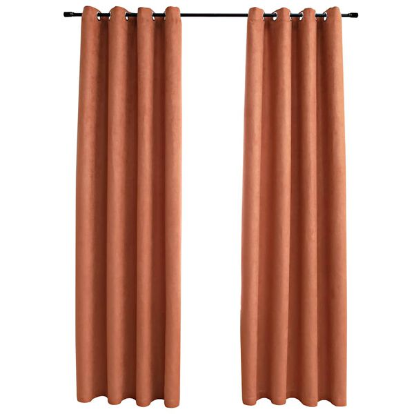 vidaXL Cortinas blackout c/ argolas em metal 2 pcs 140x175 cm ferrugem