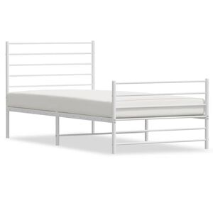vidaXL Estrutura de cama com cabeceira e p&eacute;s 80x200 cm metal branco