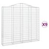 vidaXL Cestos gabi&atilde;o arqueados 9pcs 200x30x180/200cm ferro galvanizado