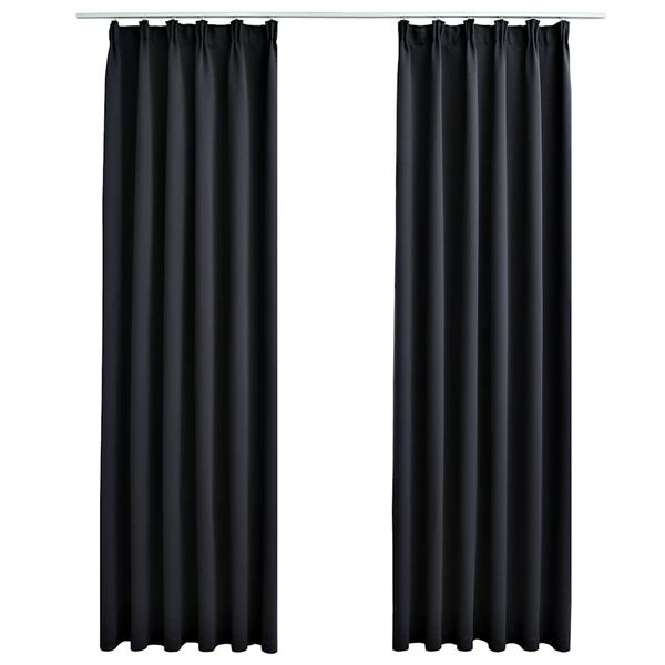 vidaXL Cortinas blackout com ganchos 2 pcs 140x225 cm preto