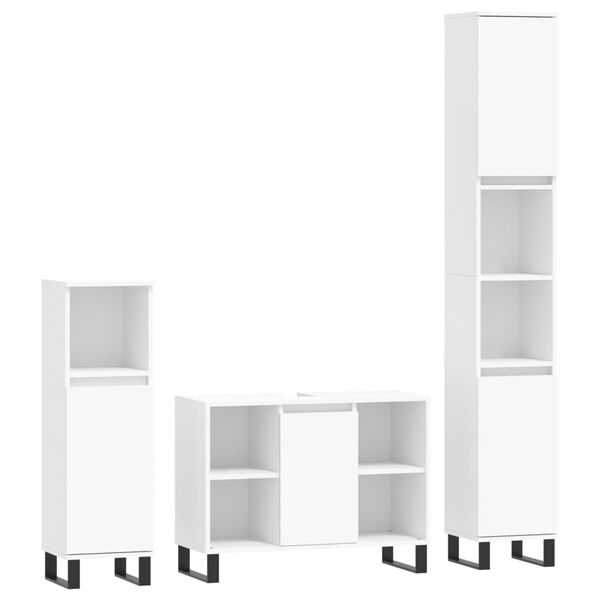 vidaXL 3 pcs conjunto móveis casa de banho derivados de madeira branco