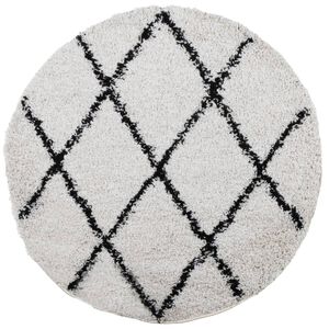vidaXL Tapete shaggy de pelo alto PAMPLONA &Oslash; 280 cm creme e preto