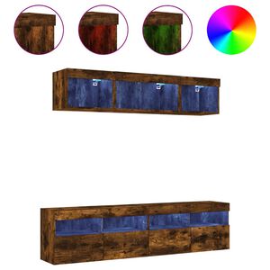 vidaXL 5pcs móveis parede p/ TV c/ LEDs deriv. madeira carvalho fumado