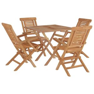 vidaXL 5 pcs conjunto de jantar p/ jardim madeira de teca maci&ccedil;a