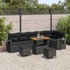 vidaXL Conjunto de Sof&aacute; de Jardim 9 pcs Preto vime PE