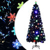 vidaXL &Aacute;rvore de Natal com flocos de neve LED 210 cm fibra &oacute;tica preto