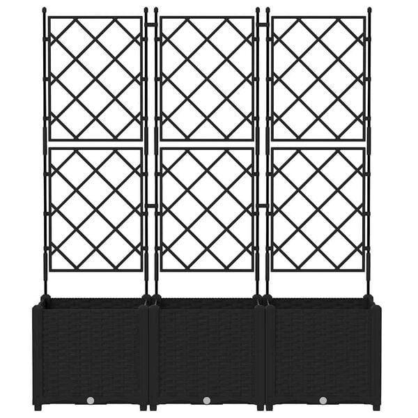 vidaXL Vaso de Jardim 3 pcs Preto 120 x 40 x 143 cm A&ccedil;o