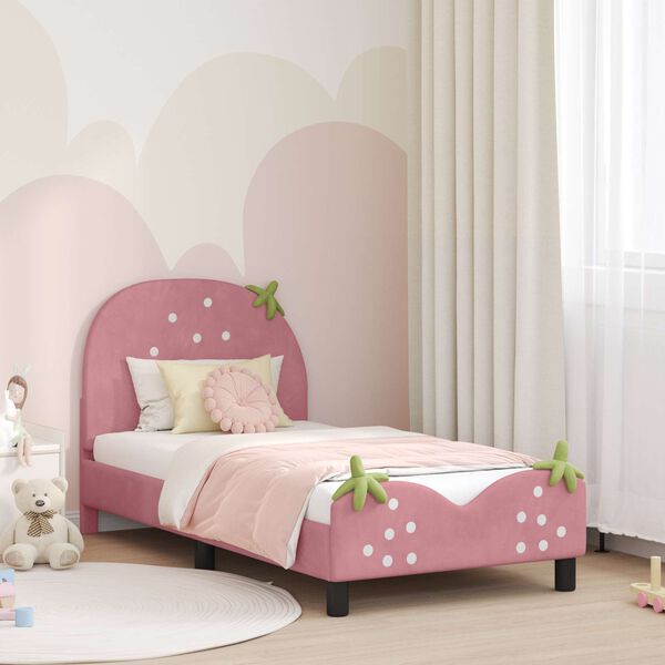 vidaXL Estrutura de Cama Infantil com Cabeceira Rosa 80 x 160 cm