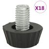 vidaXL P&eacute;s para m&oacute;veis ajust&aacute;veis M8 18 pcs preto