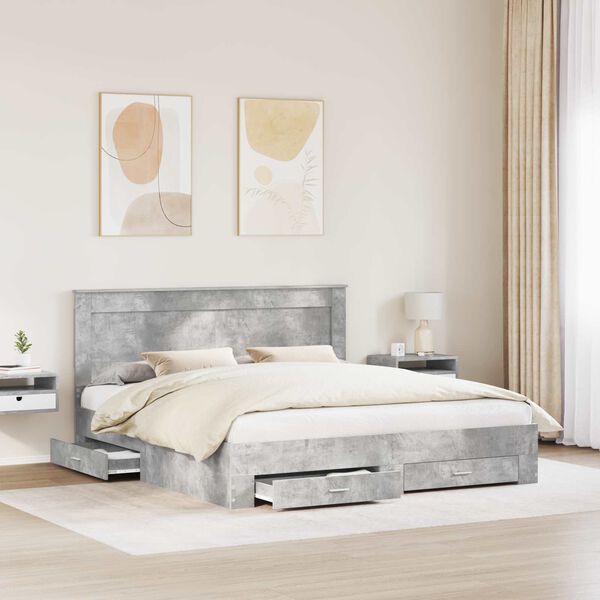 vidaXL Estrutura da Cama com gaveta com cabeceira Madeira processada