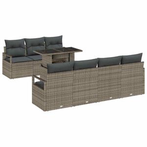 vidaXL Conjunto de Sof&aacute; de Jardim 8 pcs Cinzeto Rattan Sint&eacute;tico