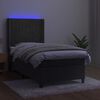 vidaXL Cama box spring c/ colch&atilde;o/LED 100x200cm veludo cinzento-escuro