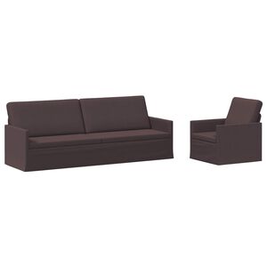 vidaXL Conjunto de Sof&aacute;s 2 pcs Marrom Escuro Tecido