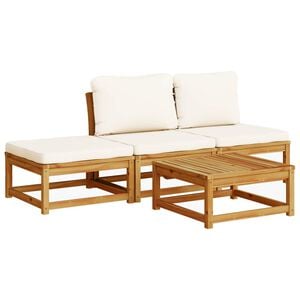 vidaXL 4 pcs conjunto lounge de jardim com almofad&otilde;es ac&aacute;cia maci&ccedil;a