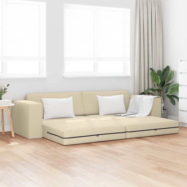 vidaXL Sof&aacute;-Cama 200cm Creme tecido