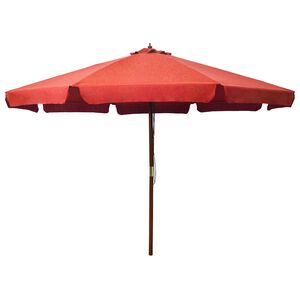 vidaXL Guarda-sol de exterior c/ poste de madeira 330 cm terracota
