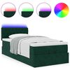 vidaXL Cama otomana com colch&atilde;o & LEDs 90x200cm veludo verde-escuro