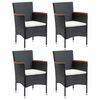 vidaXL Cadeiras de jantar para jardim 4 pcs vime PE preto