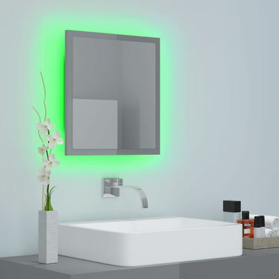 vidaXL Espelho casa banho c/ LED 40x8,5x37 cm acrílico cinza brilhante