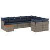 vidaXL 10 pcs conjunto sof&aacute;s p/ jardim c/ almofad&otilde;es vime PE cinzento
