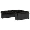 vidaXL 10 pcs conjunto sof&aacute;s de jardim c/ almofad&otilde;es vime PE preto