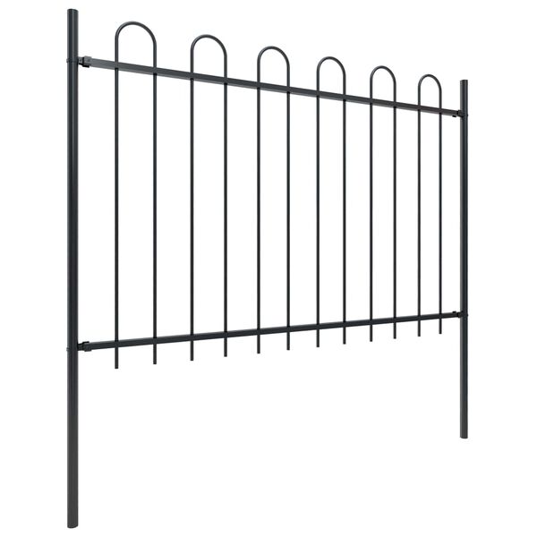 vidaXL Cerca de jardim com arco superior em aço 1603,5x120 cm preta