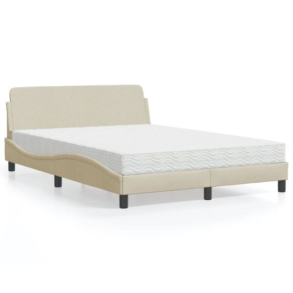 vidaXL Cama com colch&atilde;o Dover 140x200 cm tecido cor creme